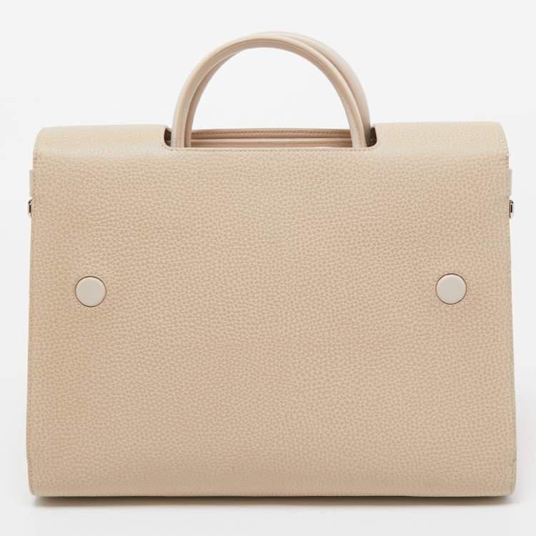 Pre Owned Dior Two Tone Beige Leather Large Diorever Top Handle Bag