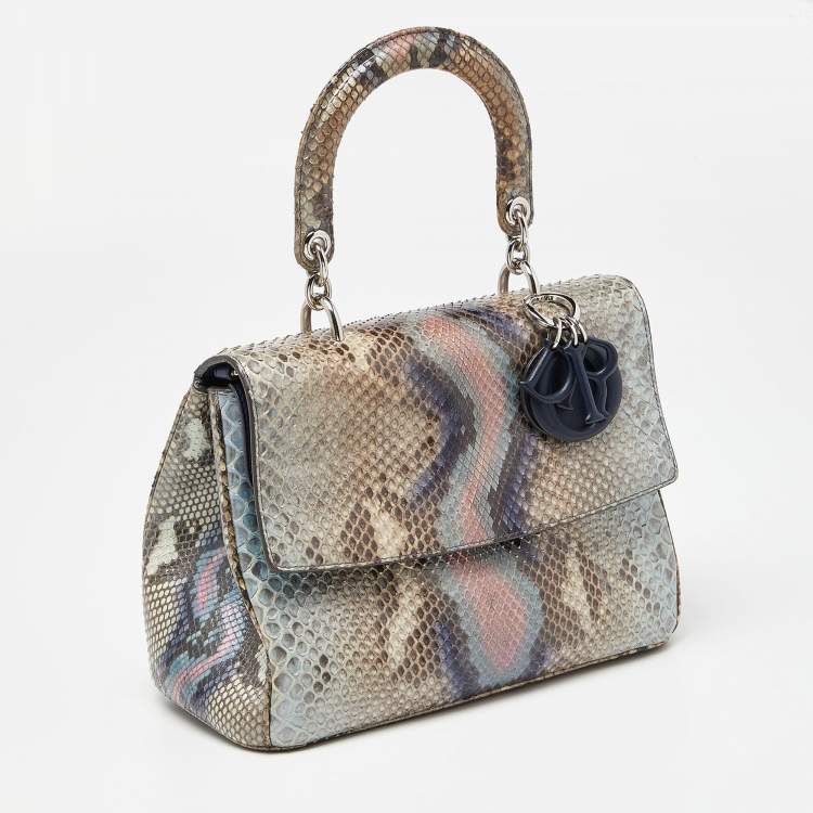 Pre Owned Dior Multicolor Python Small Be Dior Flap Top Handle Bag
