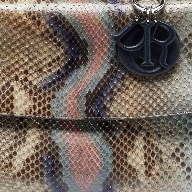 Pre Owned Dior Multicolor Python Small Be Dior Flap Top Handle Bag