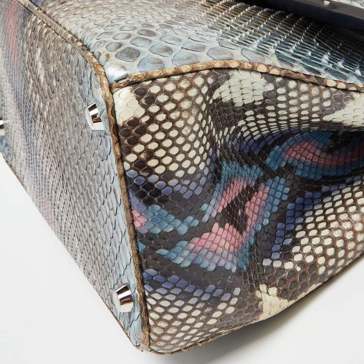 Pre Owned Dior Multicolor Python Small Be Dior Flap Top Handle Bag
