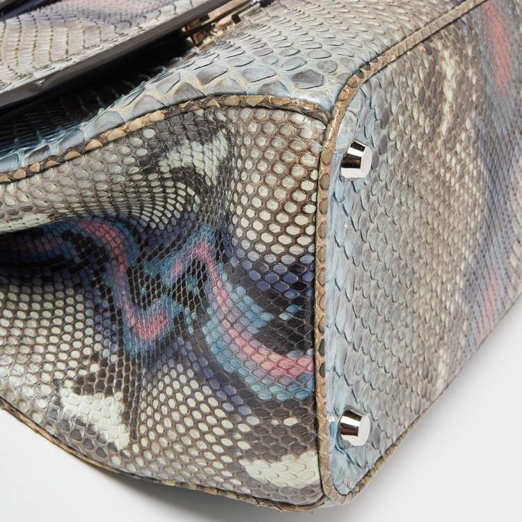 Pre Owned Dior Multicolor Python Small Be Dior Flap Top Handle Bag