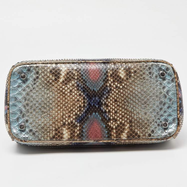 Pre Owned Dior Multicolor Python Small Be Dior Flap Top Handle Bag