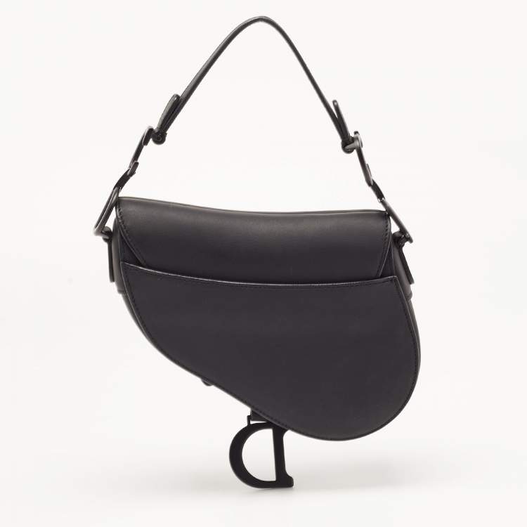 Pre Owned Dior Black Leather Mini Saddle Bag