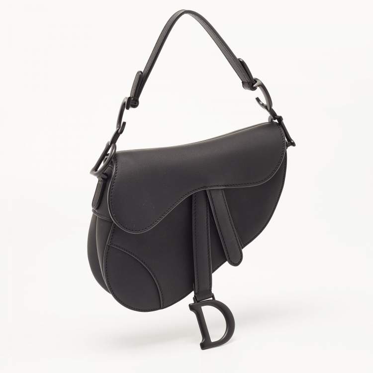 Pre Owned Dior Black Leather Mini Saddle Bag