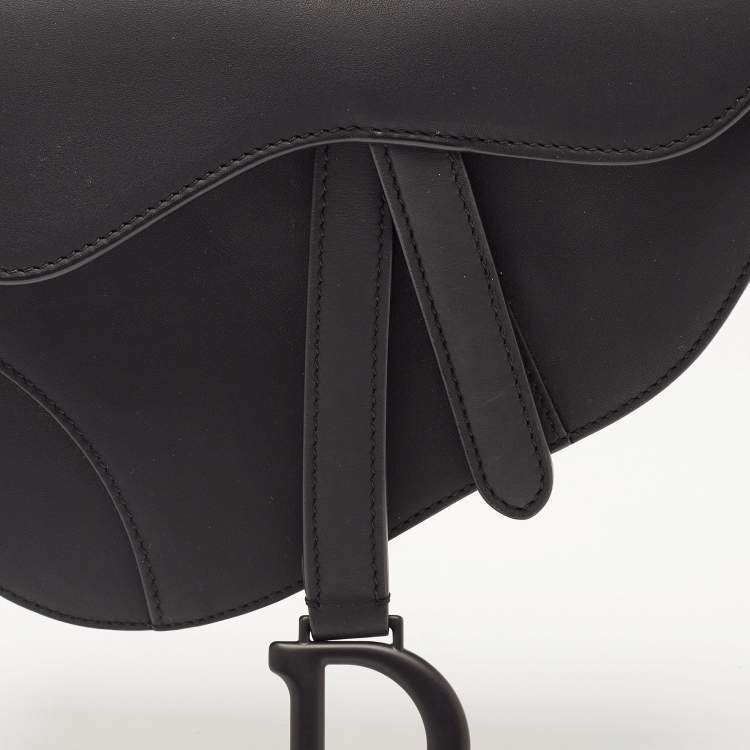 Pre Owned Dior Black Leather Mini Saddle Bag