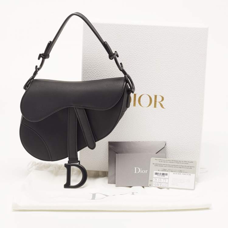 Pre Owned Dior Black Leather Mini Saddle Bag