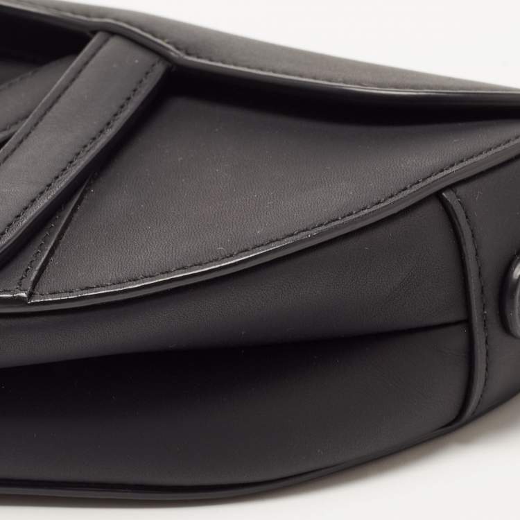 Pre Owned Dior Black Leather Mini Saddle Bag