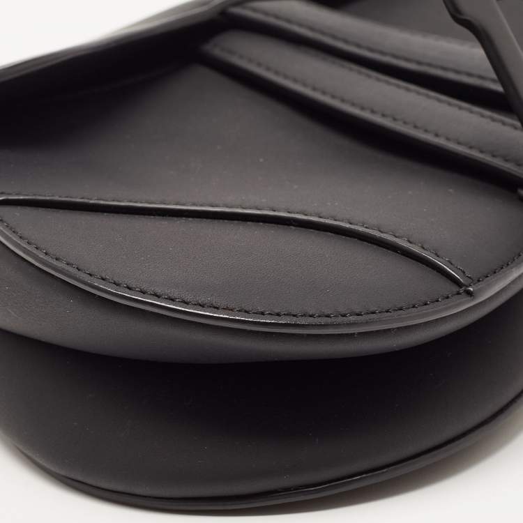 Pre Owned Dior Black Leather Mini Saddle Bag