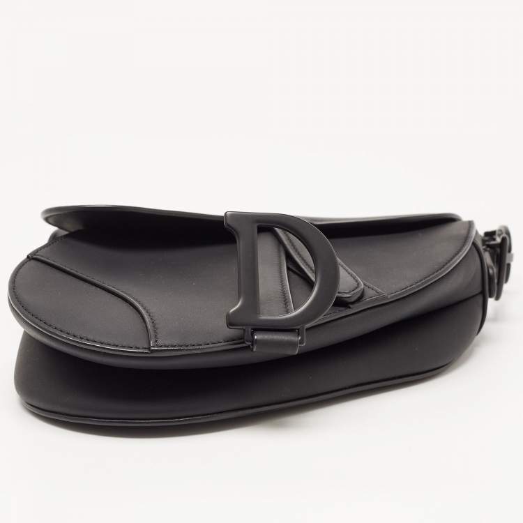 Pre Owned Dior Black Leather Mini Saddle Bag
