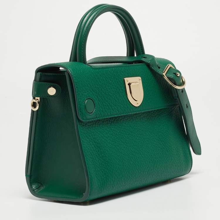 Pre Owned Dior Green Leather Mini Diorever Top Handle Bag