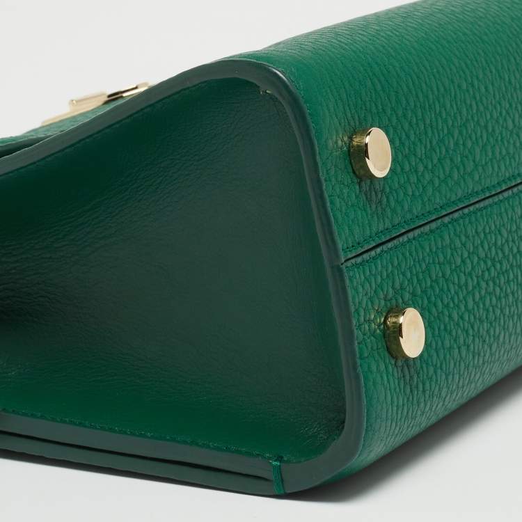 Pre Owned Dior Green Leather Mini Diorever Top Handle Bag