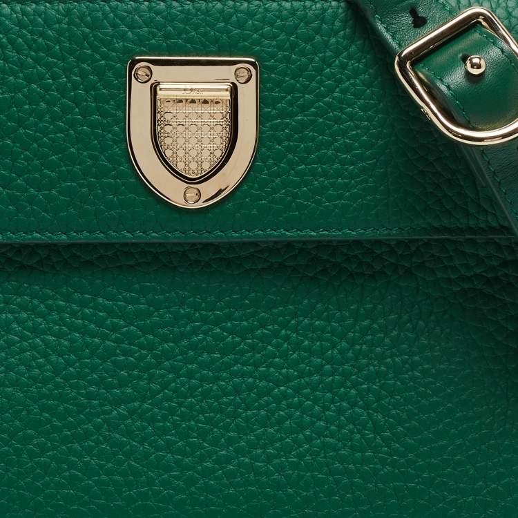 Pre Owned Dior Green Leather Mini Diorever Top Handle Bag
