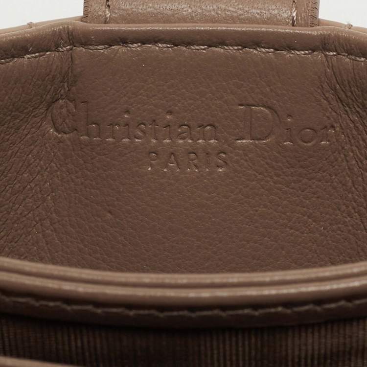Pre Owned Dior Grey Cannage Patent Leather Lady Dior 5 Gusset Card Holder