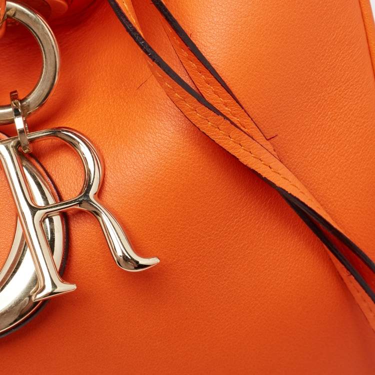 Pre Owned Dior Orange Leather Medium Diorissimo Shopper Tote
