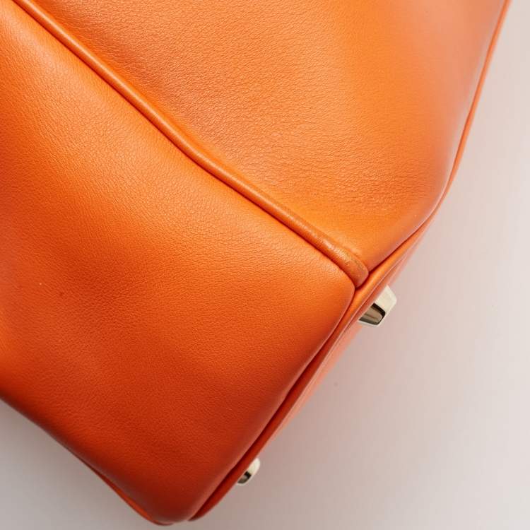Pre Owned Dior Orange Leather Medium Diorissimo Shopper Tote