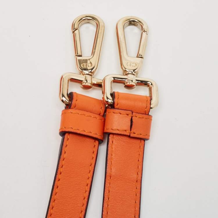 Pre Owned Dior Orange Leather Medium Diorissimo Shopper Tote