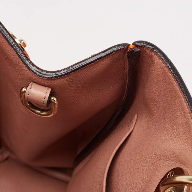 Pre Owned Dior Orange Leather Medium Diorissimo Shopper Tote