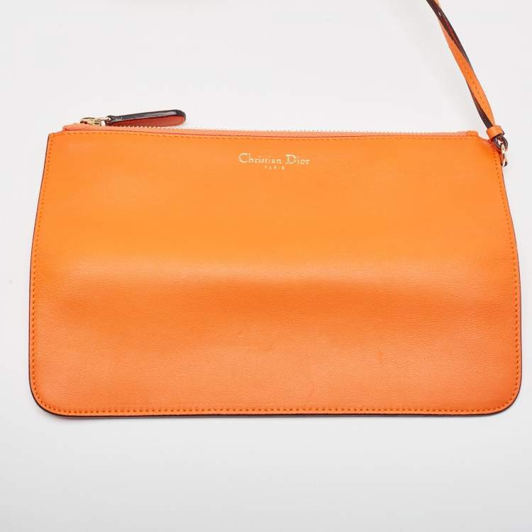 Pre Owned Dior Orange Leather Medium Diorissimo Shopper Tote
