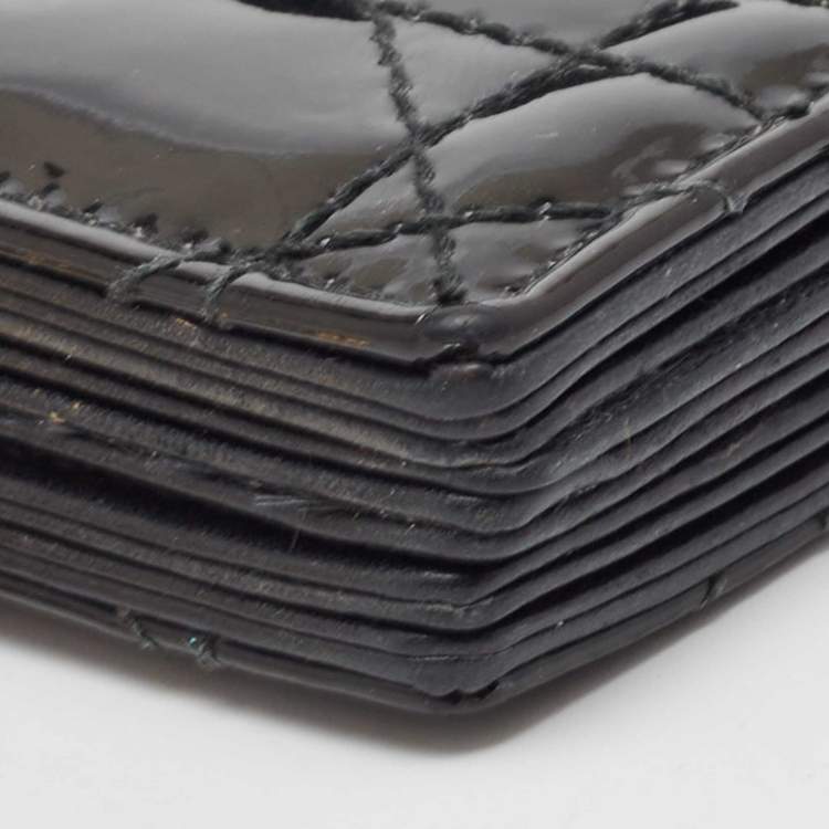 Pre Owned Dior Black Cannage Patent Leather Lady Dior 5 Gusset Card Holder