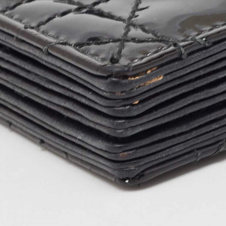 Pre Owned Dior Black Cannage Patent Leather Lady Dior 5 Gusset Card Holder