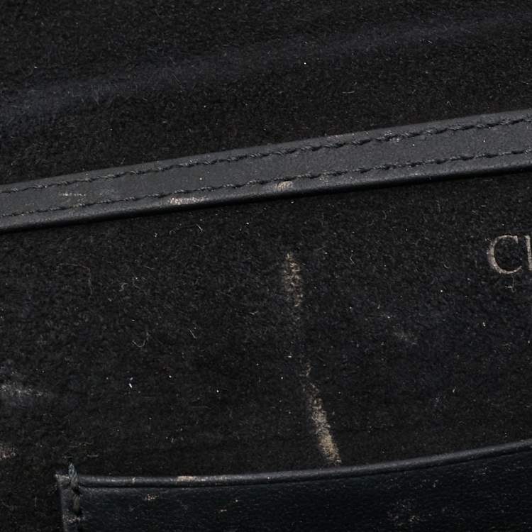 Pre Owned Dior Matte Black Leather Studded Diorama Wallet on Chain