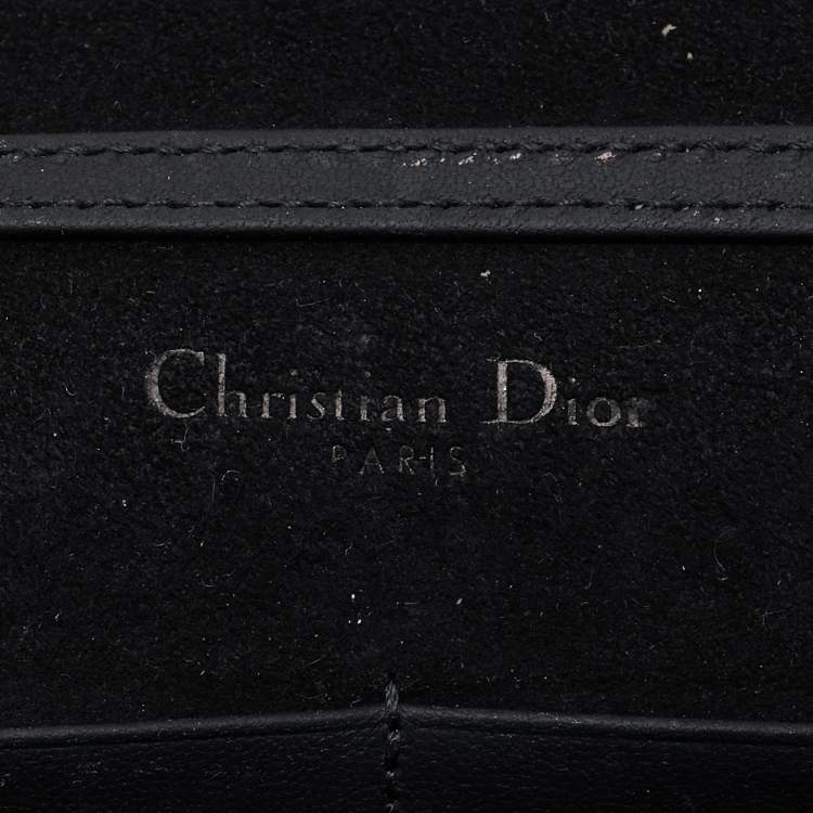 Pre Owned Dior Matte Black Leather Studded Diorama Wallet on Chain