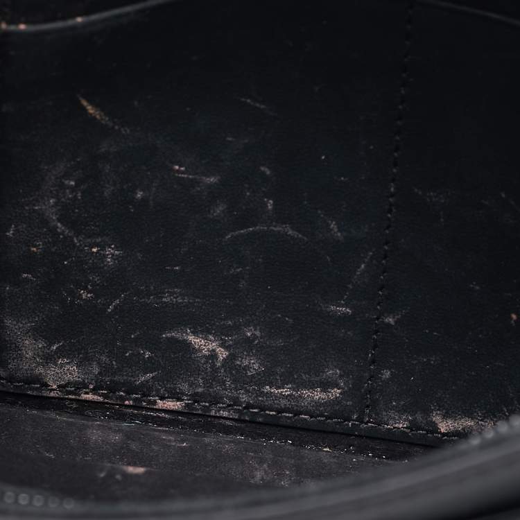 Pre Owned Dior Matte Black Leather Studded Diorama Wallet on Chain