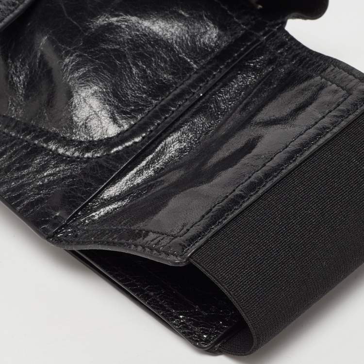 Pre Owned Dior Black Shine Leather Saddle Waist Belt Bag