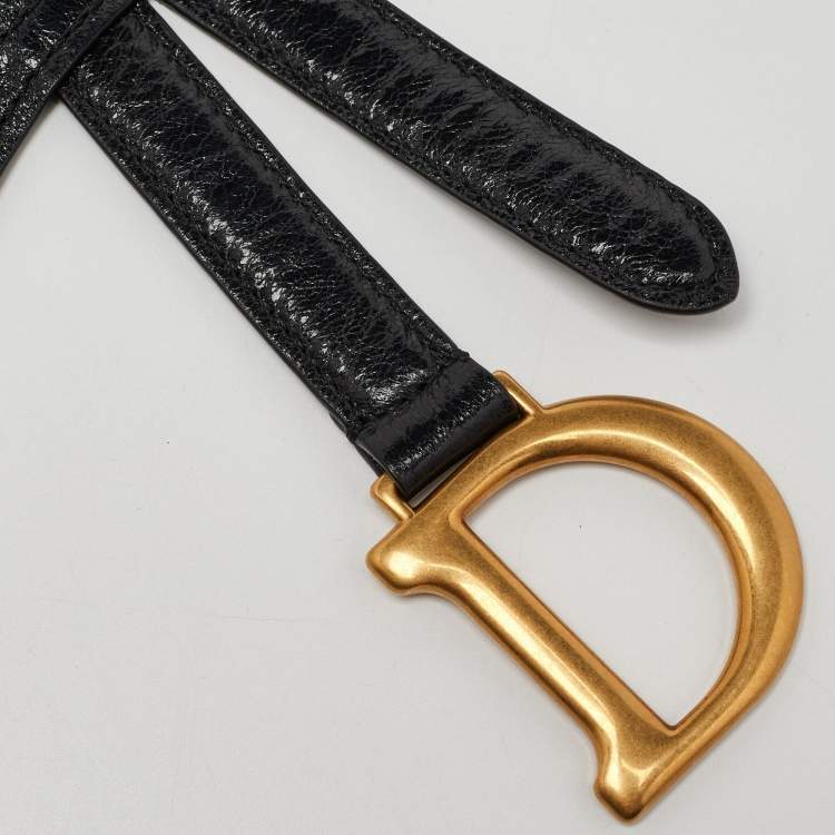 Pre Owned Dior Black Shine Leather Saddle Waist Belt Bag