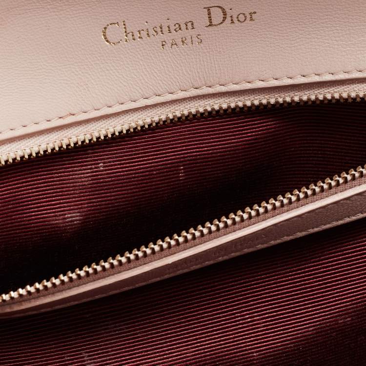 Pre Owned Dior Beige Patent Leather Medium Diorama Shoulder Bag