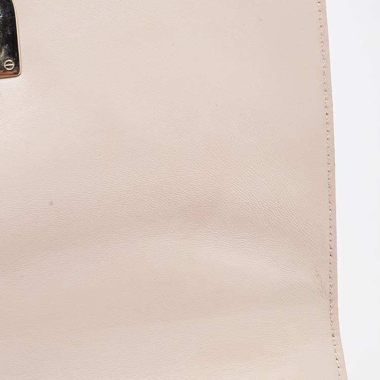 Pre Owned Dior Beige Patent Leather Medium Diorama Shoulder Bag