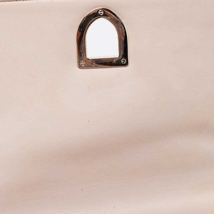 Pre Owned Dior Beige Patent Leather Medium Diorama Shoulder Bag