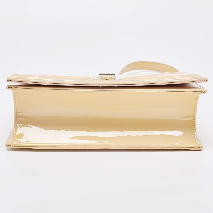 Pre Owned Dior Beige Patent Leather Medium Diorama Shoulder Bag