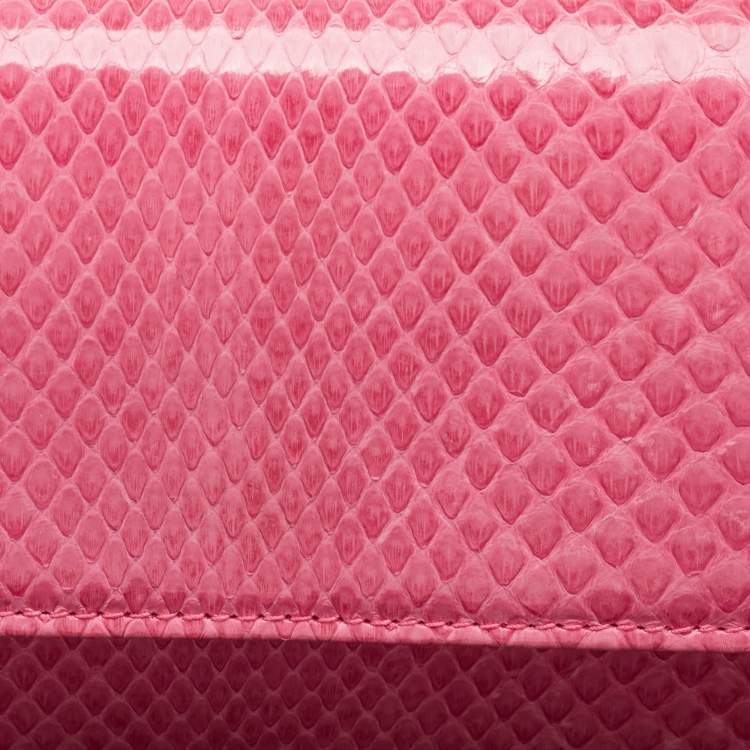 Pre Owned Dior Pink Python Rendezvous Wallet on Chain