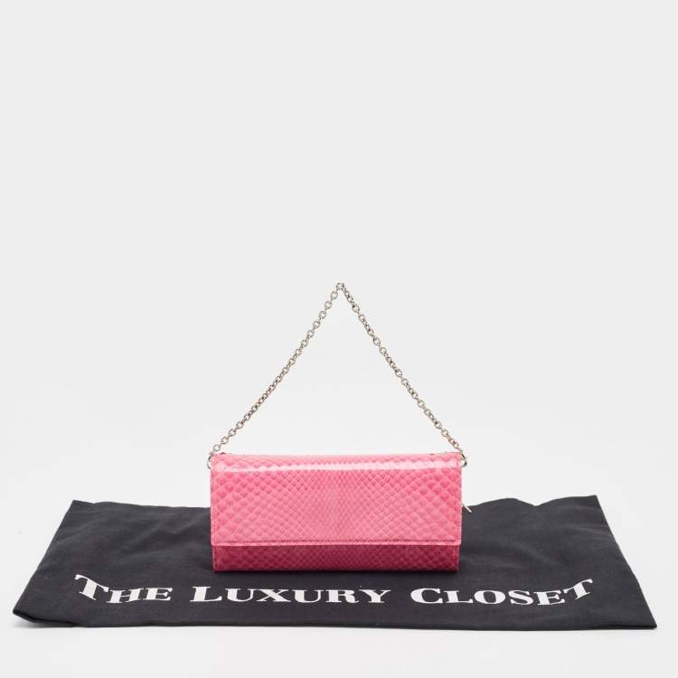 Pre Owned Dior Pink Python Rendezvous Wallet on Chain