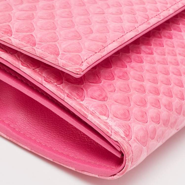 Pre Owned Dior Pink Python Rendezvous Wallet on Chain