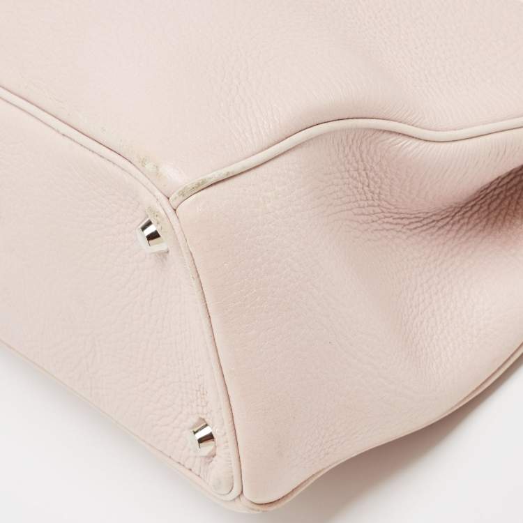 Pre Owned Dior Pink Floral Print Leather Medium Diorissimo Shopper Tote