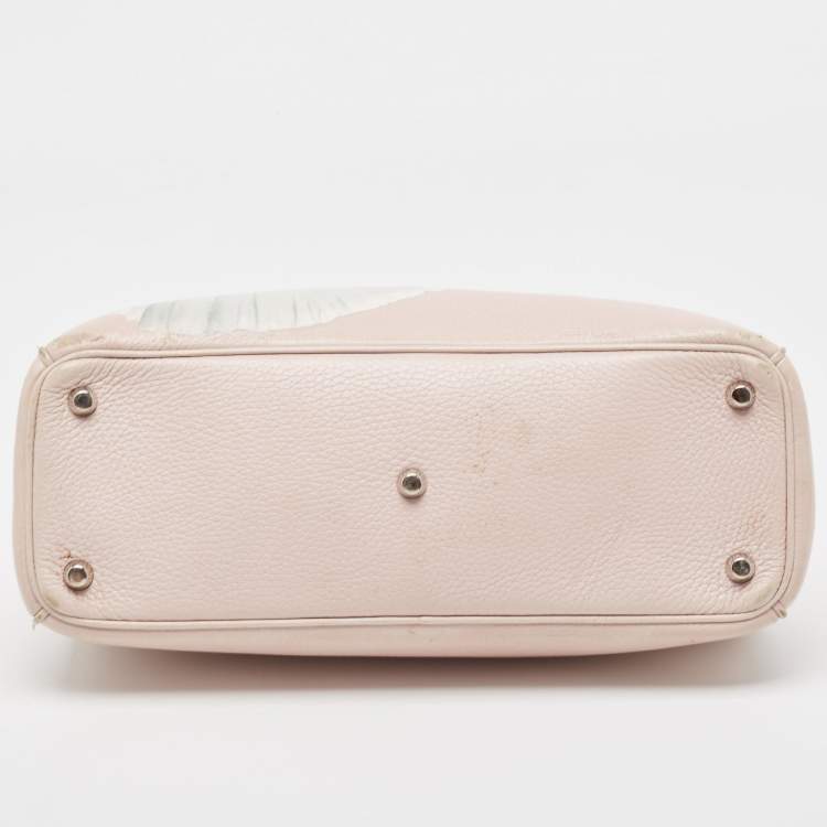 Pre Owned Dior Pink Floral Print Leather Medium Diorissimo Shopper Tote