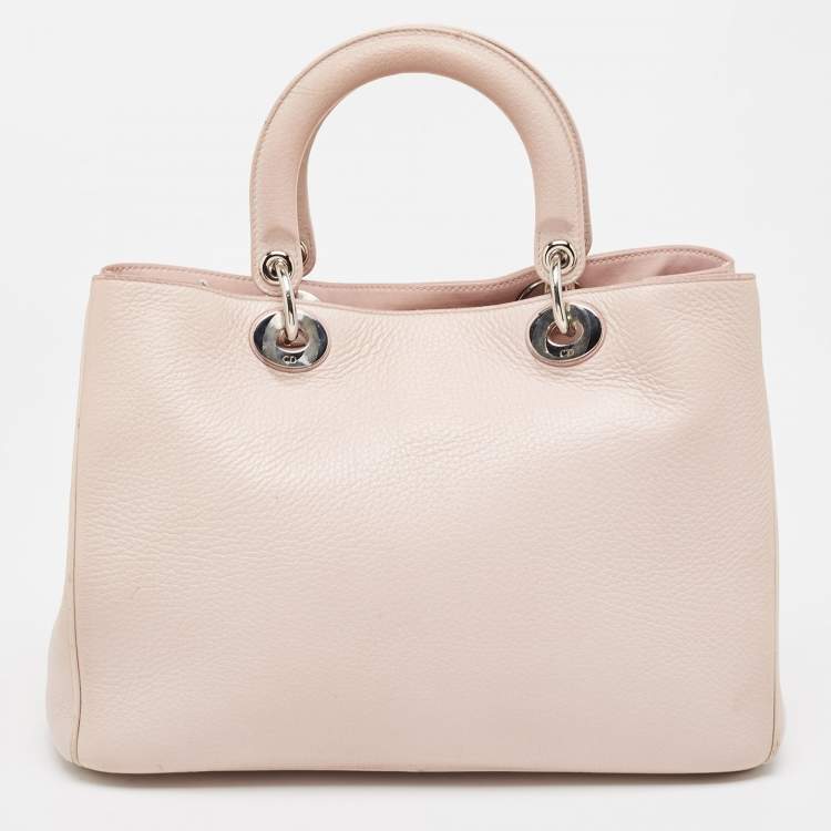 Pre Owned Dior Pink Floral Print Leather Medium Diorissimo Shopper Tote