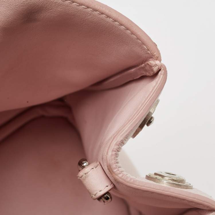 Pre Owned Dior Pink Floral Print Leather Medium Diorissimo Shopper Tote