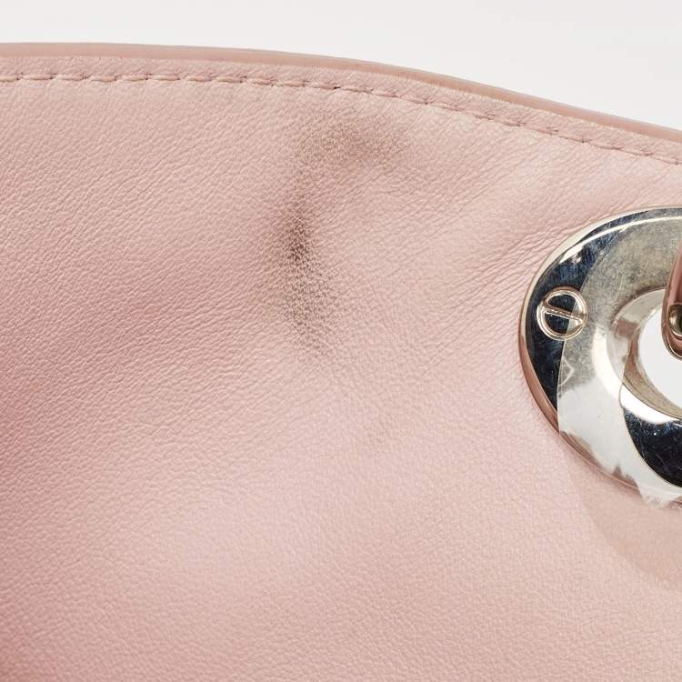 Pre Owned Dior Pink Floral Print Leather Medium Diorissimo Shopper Tote