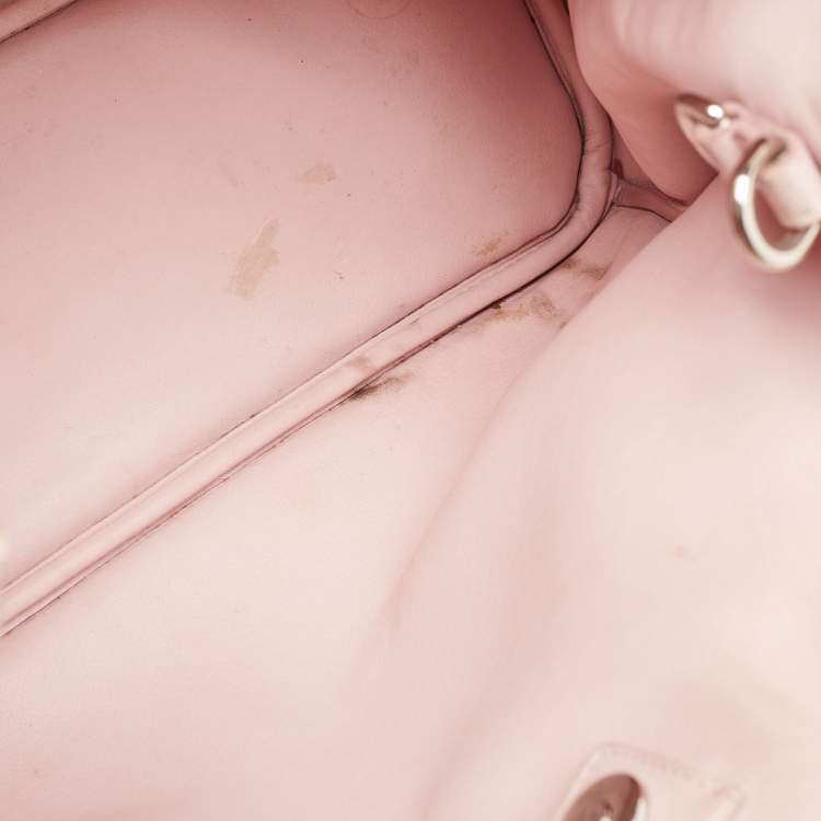 Pre Owned Dior Pink Floral Print Leather Medium Diorissimo Shopper Tote