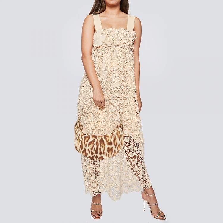 Pre Owned Dior Beige/Brown Leopard Printed Fabric and Leather Buckle Handle Hobo 