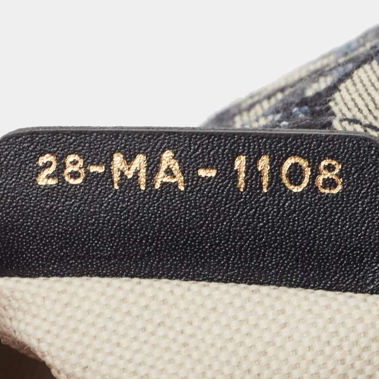Pre Owned Dior Navy Blue Oblique Canvas and Leather Mini Saddle Bag