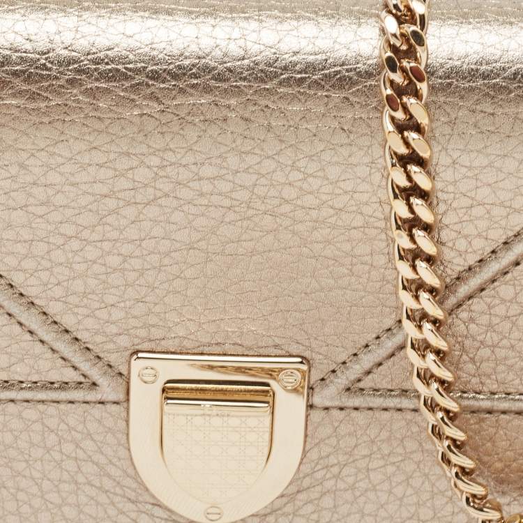 Pre Owned Dior Gold Leather Diorama Chain Clutch