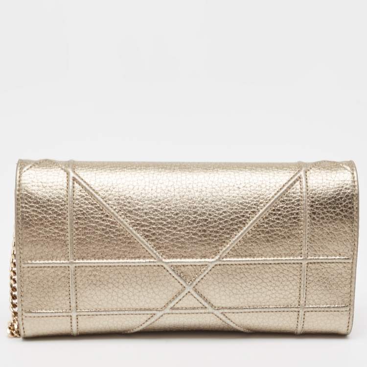 Pre Owned Dior Gold Leather Diorama Chain Clutch