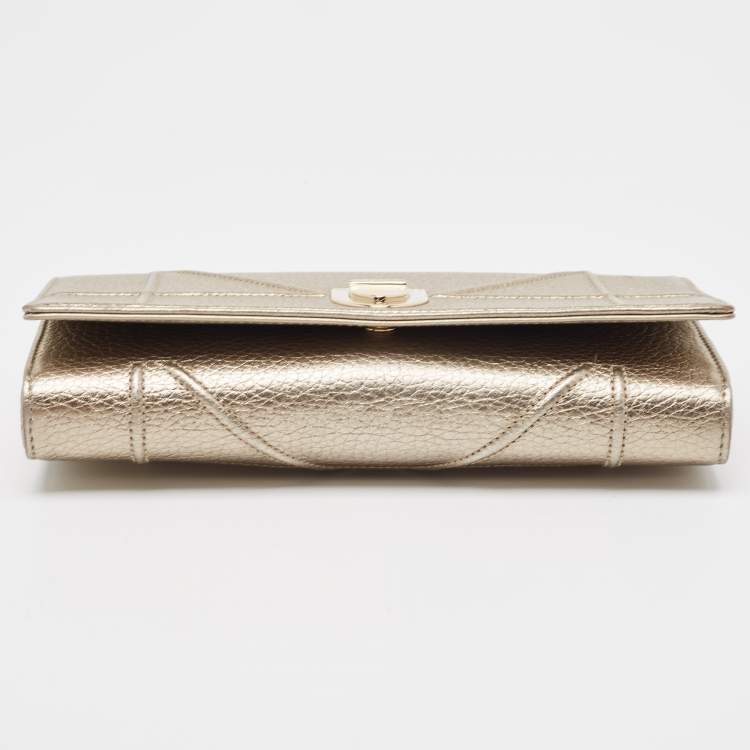 Pre Owned Dior Gold Leather Diorama Chain Clutch