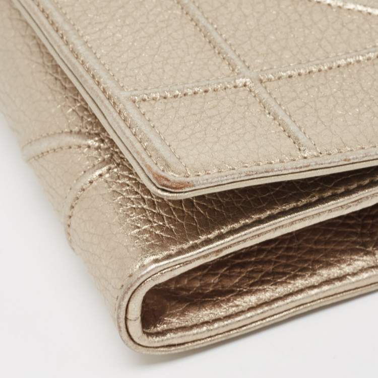 Pre Owned Dior Gold Leather Diorama Chain Clutch