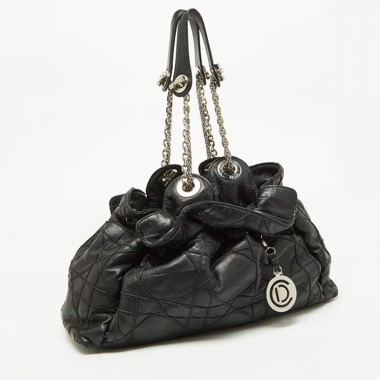 Pre Owned Dior Black Cannage Leather Le Trente Hobo
