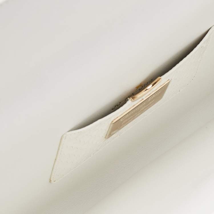 Pre Owned Dior White Snakeskin Leather Beaded Tassel Clutch